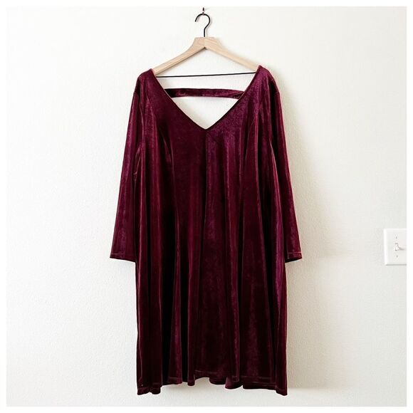 TORRID Burgundy Purple Velvet Fluted Dress Women’s Plus Size 6/6X - Picture 4 of 7